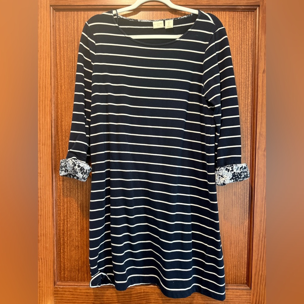 St. Tropez Navy and White Striped Long Sleeve Dress